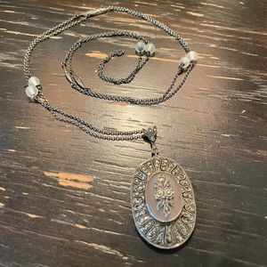 Vintage Sterling Pendant Necklace with Stone Detail